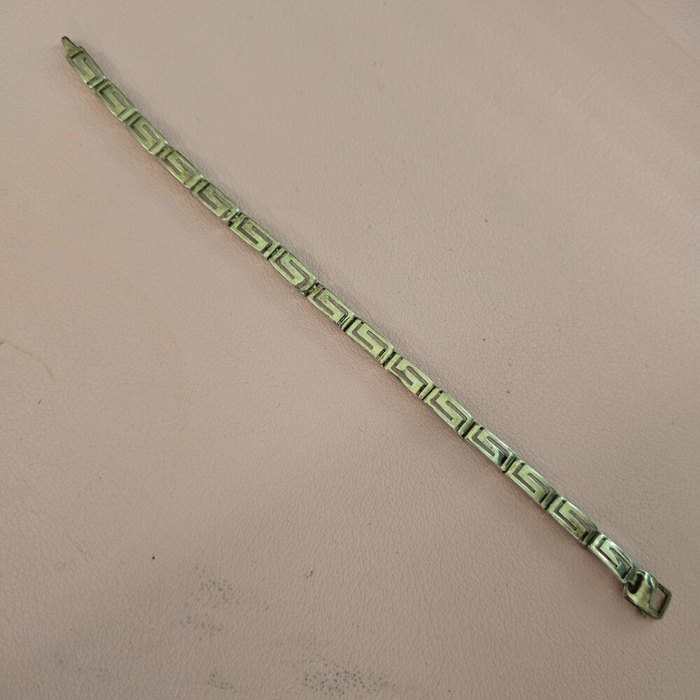 Vintage Sterling Silver Greek Key Bracelet 7"